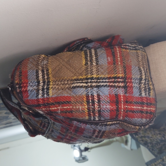 Vintage Vera Bradley Patchwork Plaid Tweed Wool Satchel Handbag - Picture 3 of 16